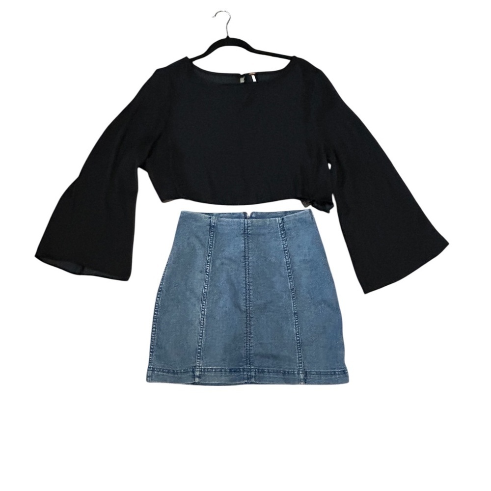 Free People Modern Femme Denim Mini Skirt Size 4 - Picture 9 of 10